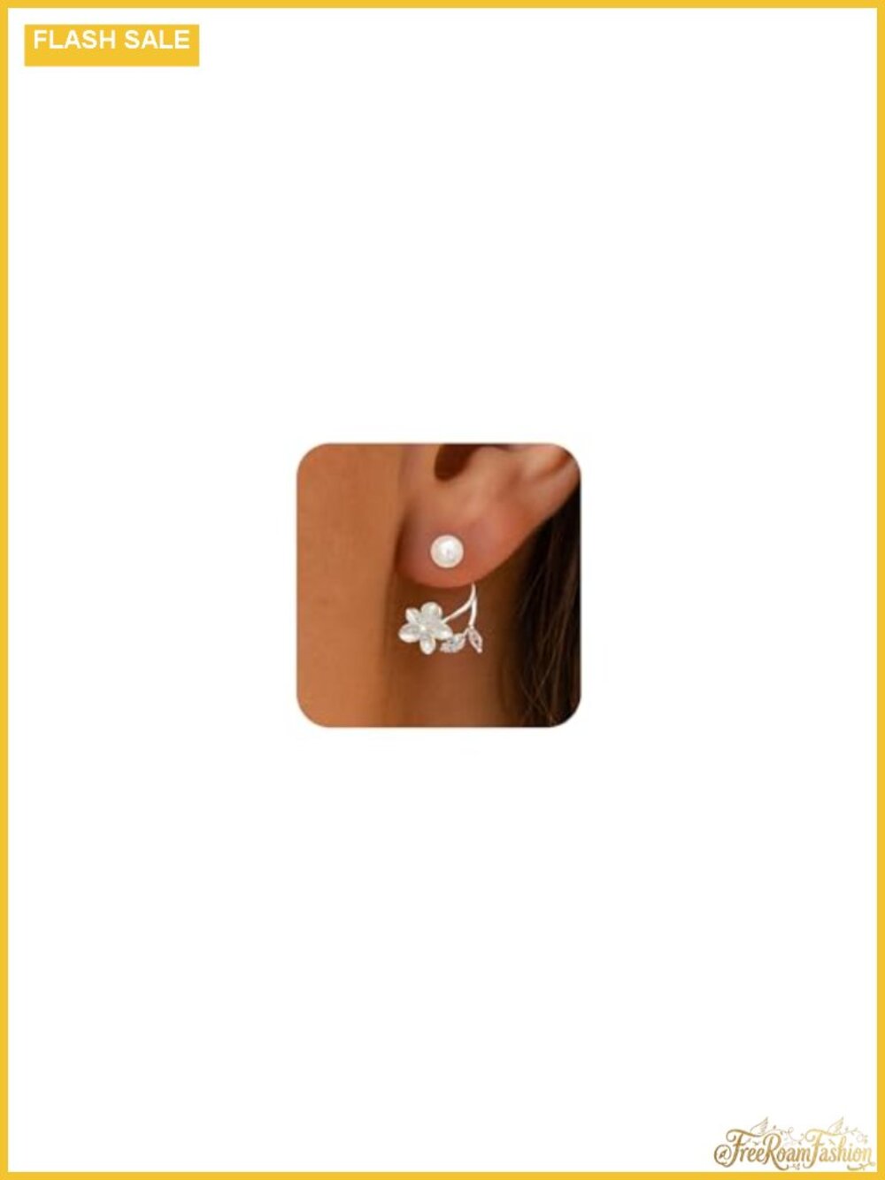 Pearl Drop Dangle Earrings 14K Gold Plated Brass Flower Long Wedding